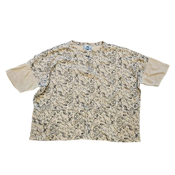 Vtg Chaus Sport Animal Print Sweatshirt Womens L Short Sleeve Safari Boho Artsy - Picture 1 of 8